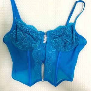 Princess Polly Blue Mesh Corset Top